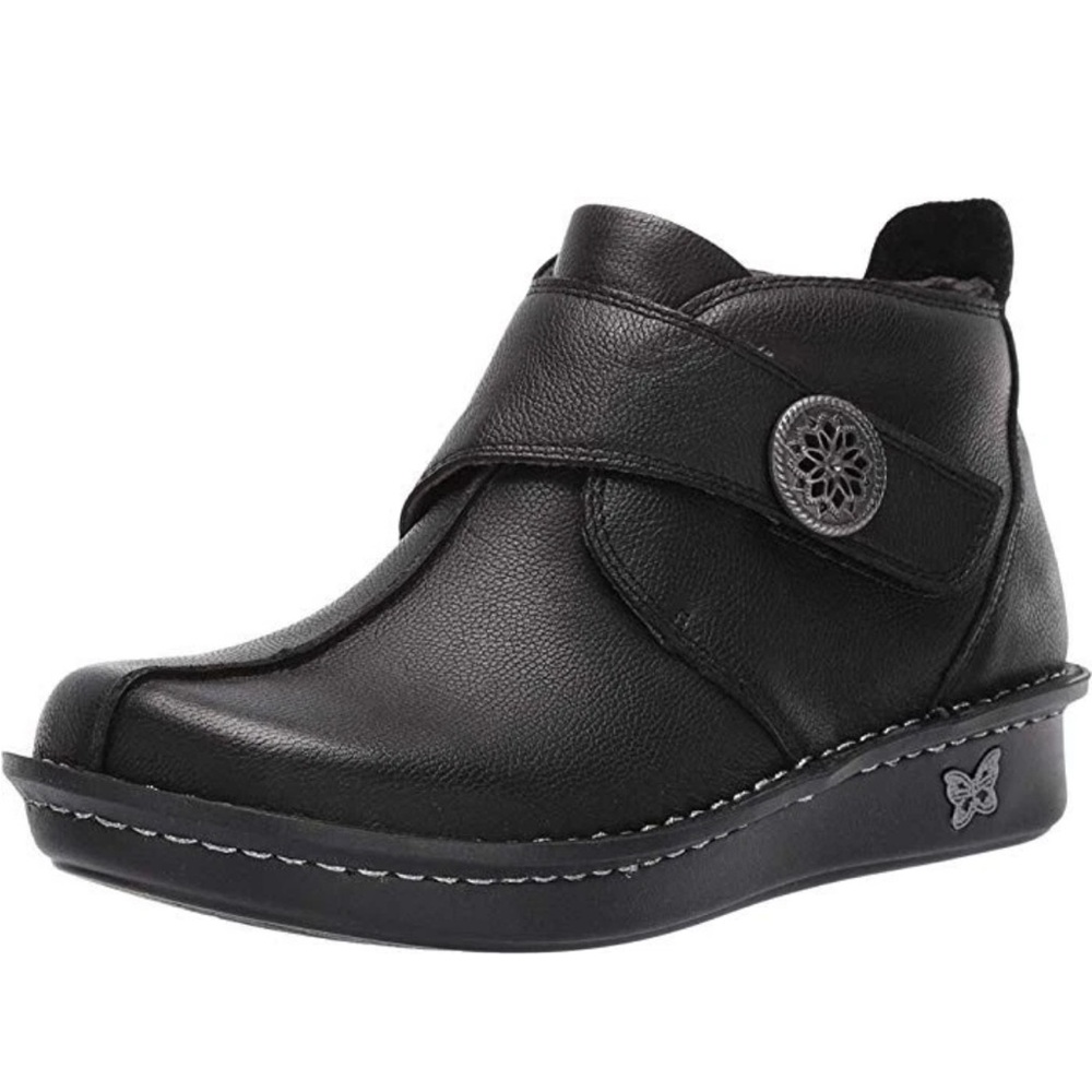 Alegria 40 caiti leather ankle boot adjustable strap closure easy on comfort